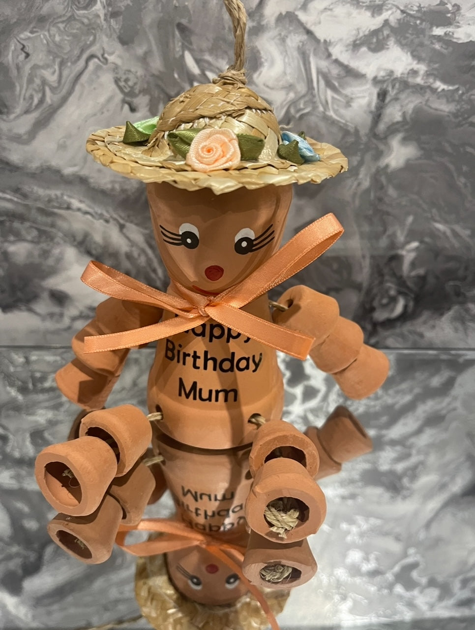 Personalised Terracotta Plant Pot Man or Lady Garden Ornaments Includes Ribbon Of Choice