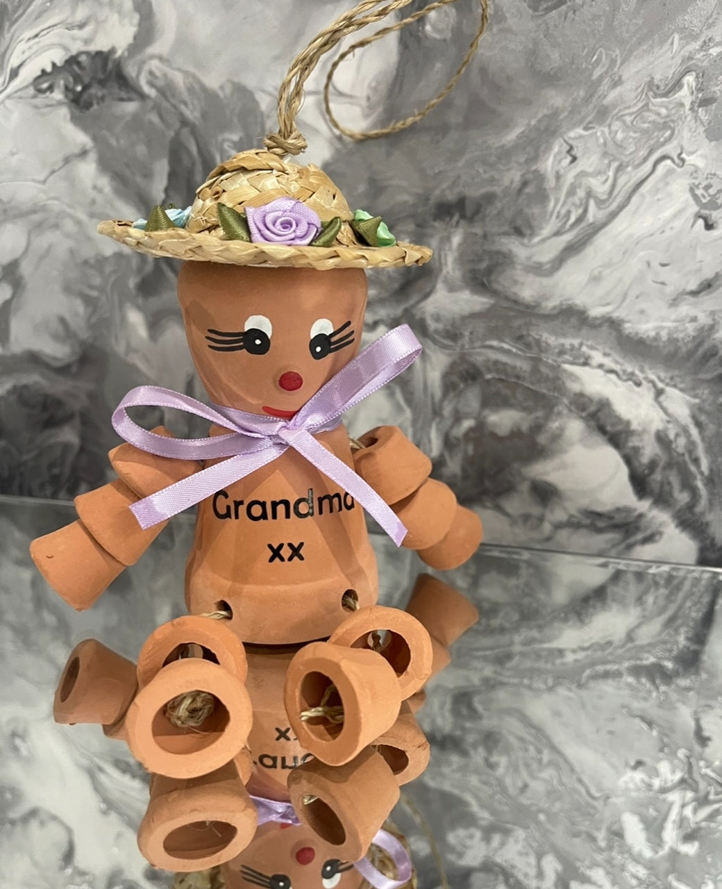 Personalised Terracotta Plant Pot Man or Lady Garden Ornaments Includes Ribbon Of Choice