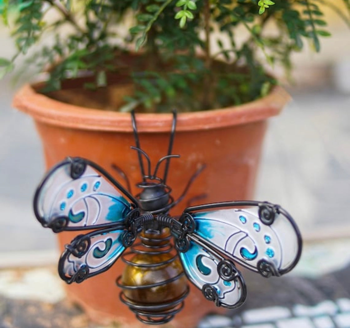 Glass Wing Butterfly, Honeybee or Dragonfly Decorative Plant Pot Hangers