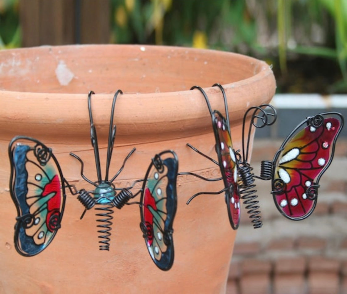 Glass Wing Butterfly Decorative Plant Pot Hangers